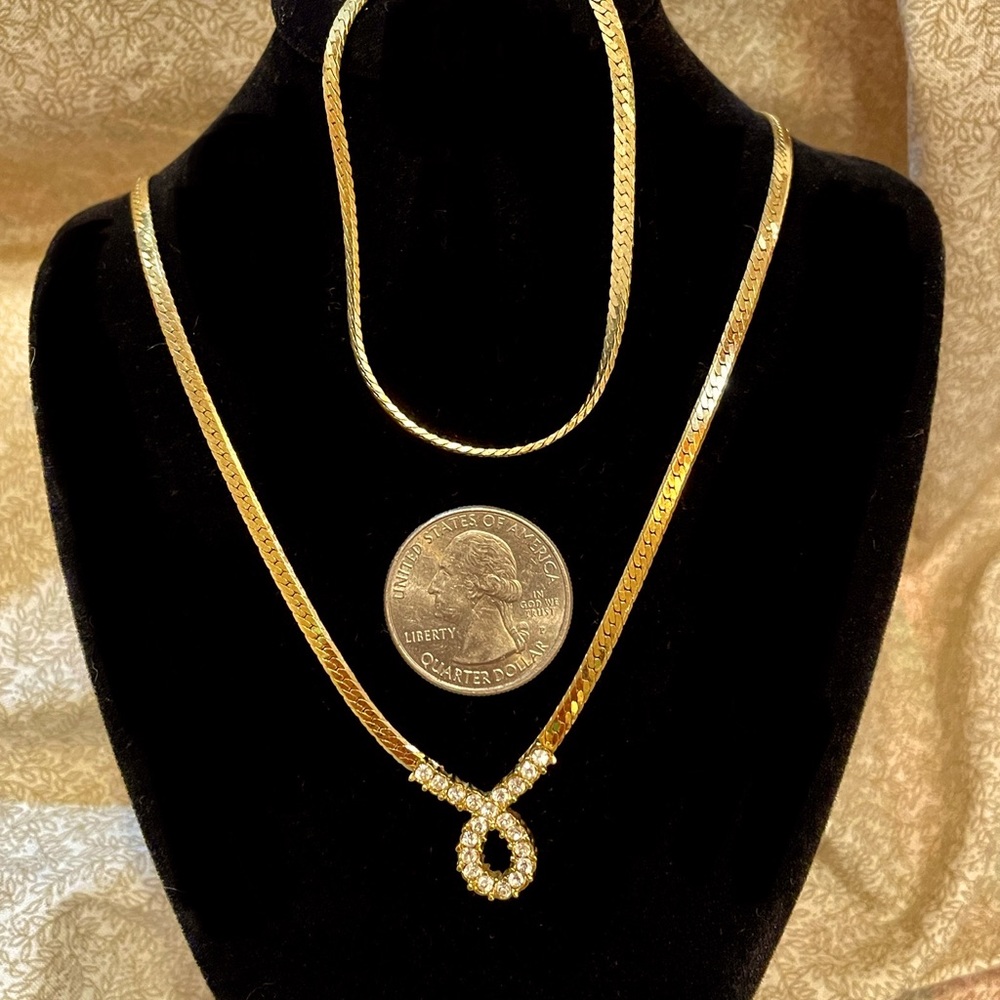 Gold Tone & Rhinestone Necklace & Bracelet Set